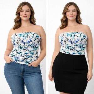 White House Black Market Strapless Floral Bustier Top | Size 14